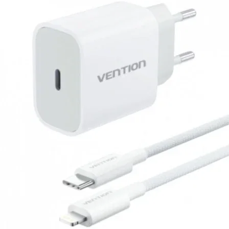 CARGADOR PARED 20W USB-C + CABLE USB-C A LIGHTNING BLANCO VENTION CARGADOR PARED 20W USB-C + CABLE USB-C A LIGHTNING BLANCO VENTION